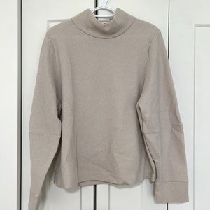 COS Beige Mock Neck Boxy Wool Sweater